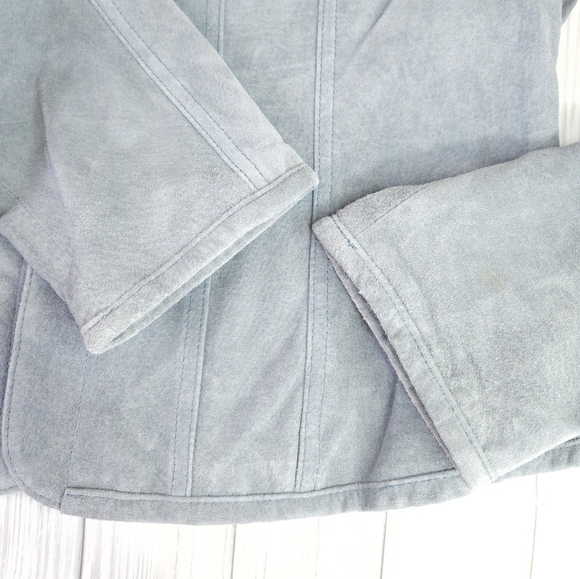 Vintage J Marco Tailored Suede Jacket in Cool Blue Size Large - Picture 11 of 12